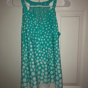Halter top teal and white polka dot top